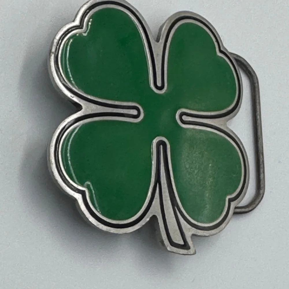 Great American Products 2001 Green Four Leaf Clover Fine Pewter Belt Buckle 4602